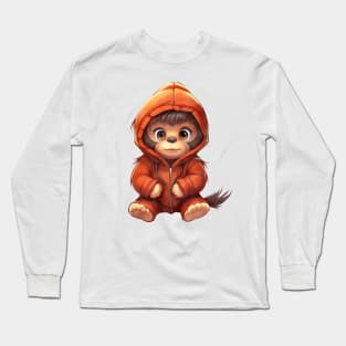 Orangutan Wearing Hoodie Long Sleeve T-Shirt